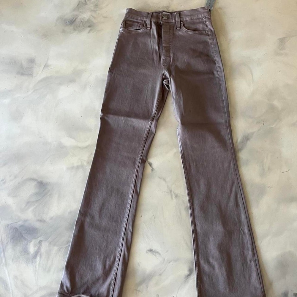 Hudson Jeans Coated Waxed Denim Straight Leg Dark Tan NWT Sz 27